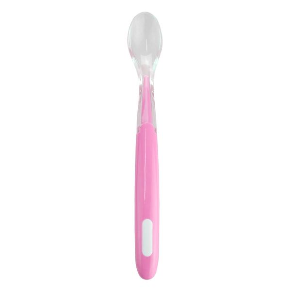Colher Infantil Pbb com Ponta de Silicone Rosa