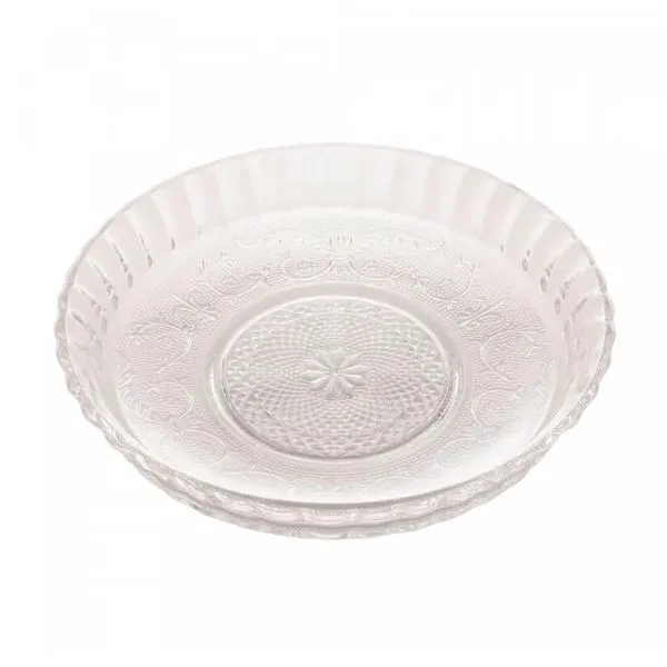 Prato para Bolo Lyor Angel 30x6cm Vidro Travessa Alta Redonda para Servir Decorar