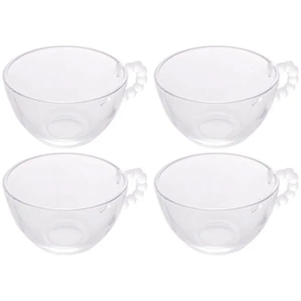 Conjunto com 4 Xícaras para Chá Wolff Pearl em Cristal 180ml Transparente