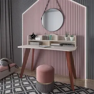 Escrivaninha Artely Sofia com Nichos 120cm de largura Off White/Cedro Brilho Fosco