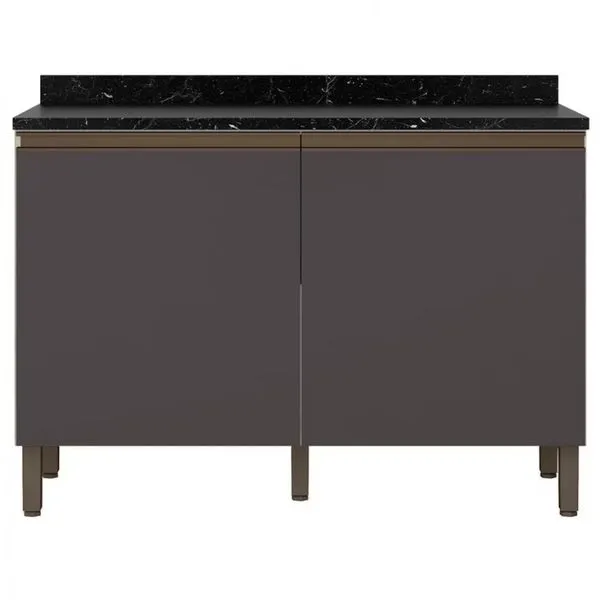 Balcão Jaspe com 2 Portas e 1 Prateleira 120,1cm de largura Bartira Freijo e Grafite