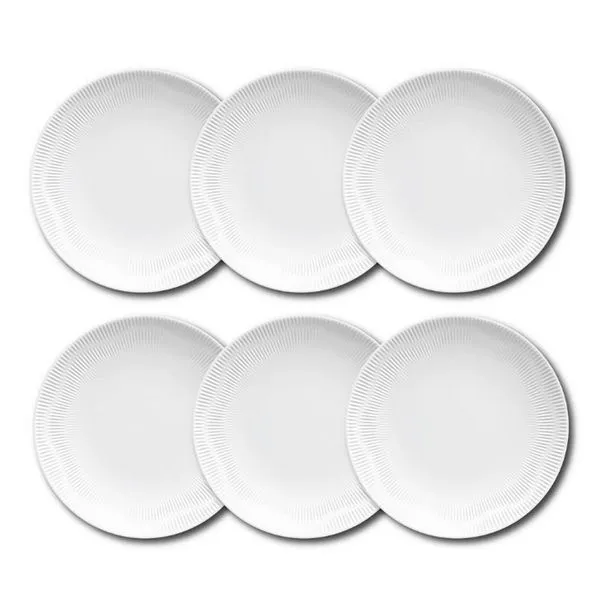 Conjunto de Pratos de Sobremesa Germer Shell em Porcelana 20,5 cm 6 Peças Branco