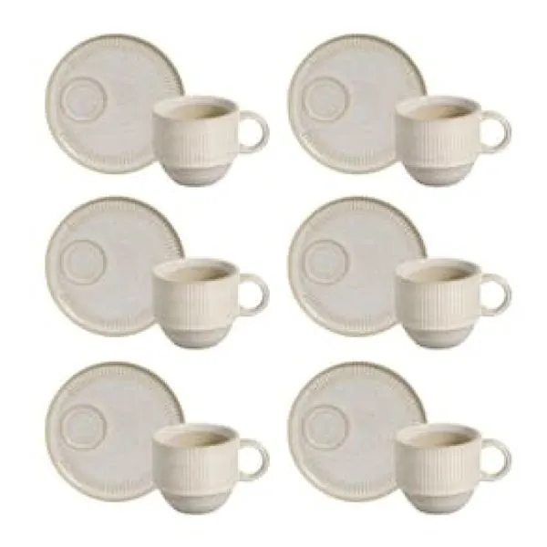 Conjunto de Xícaras de Chá Empilháveis com Pires Porto Brasil Latte  230 ml