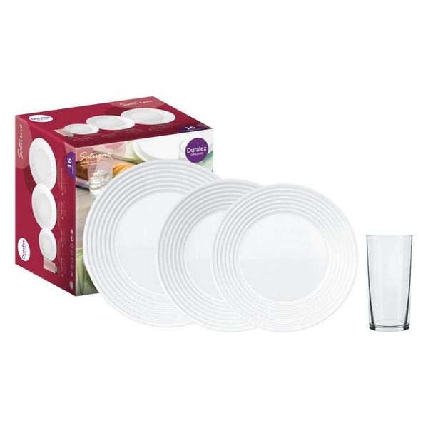 Aparelho de Jantar Saturno 16 Peças Nadir Branco com Transparente