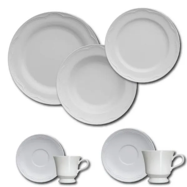 Aparelho de Jantar 42 Peças Germer Cottage em Porcelana Branco