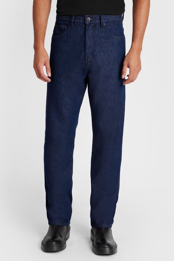 Calça Jeans Regular Ampla Raw Cauã Reymond Azul Escuro