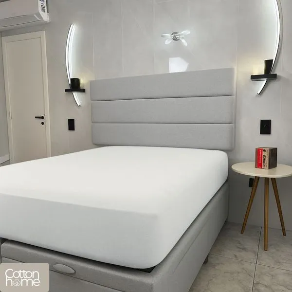 Lençol Casal 100% Algodão Com Elástico Decorare Off White