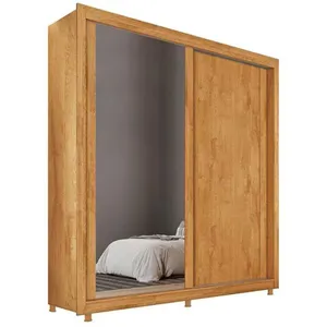 Guarda Roupa Solteiro Hamburgo 180cm 2 Portas 4 Gavetas e Espelho Mademarques Peroba/Off White