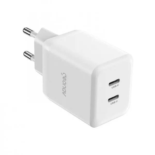 Carregador de Tomada Universal Geonav Turbo Duo CH35PDWT 35W para Celulares e Dispositivos Eletrônicos Branco / Bivolt
