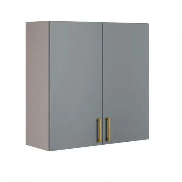 Armário Aéreo Duplo Itatiaia Essence com 2 Portas, 2 Prateleiras e 80 cm de Largura Fendi/Gris