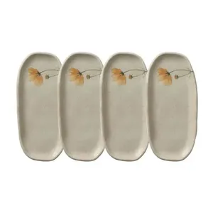 Conjunto de Travessas Oval Rasa Mini Porto Brasil Orgânico Campestre 16,5x8cm - 4 Peças