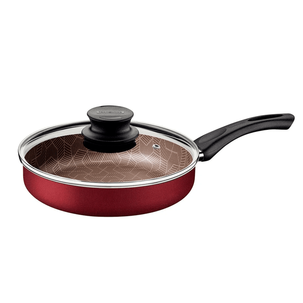 Frigideira Tramontina Alum Paris, 24cm, Antiaderente Starflon, Tampa Vidro, Alumínio, Vermelho - 28505/724