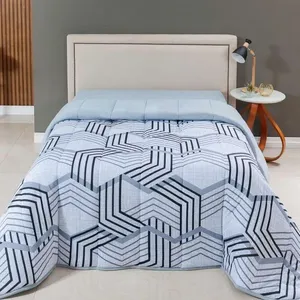 Edredom Cobertor Casa Scarpa Sonnet King Malha Estampada Dupla Face Algodão - Geométrico - Cinza