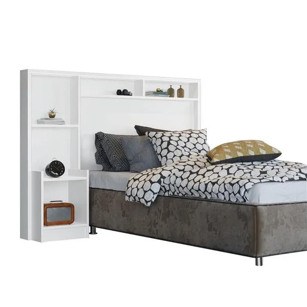 Cabeceira para Cama Box Solteiro Fênix Talismã com Nicho Branco