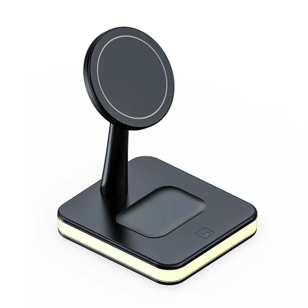 Carregador Dock Station Wireless 3 em 1 para iPhone, Airpods, Smartphone - Preta