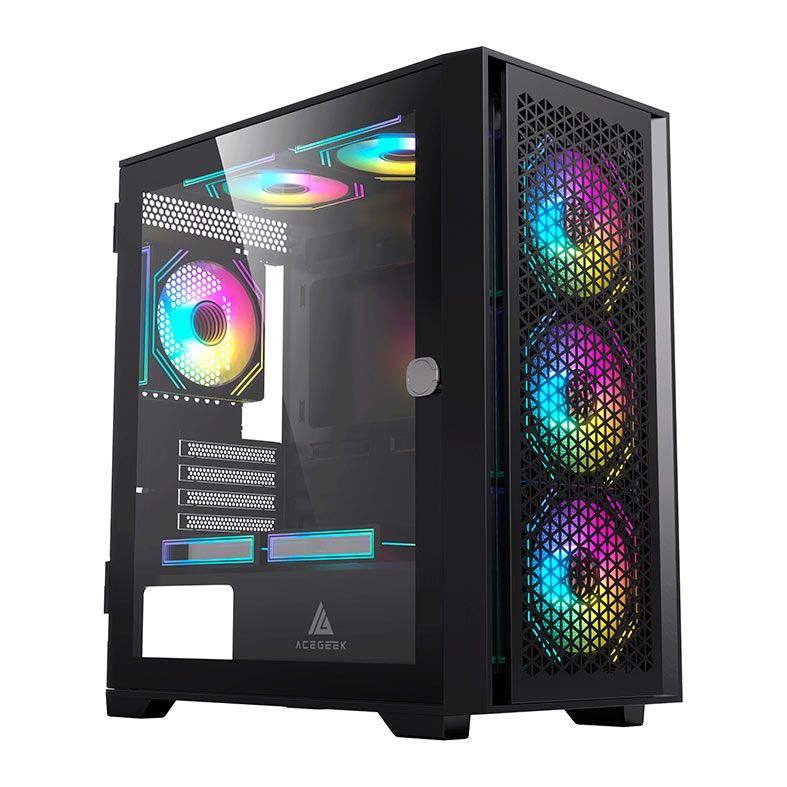 Gabinete Acegeek Iliad Mini Mid-Tower Vidro Preto