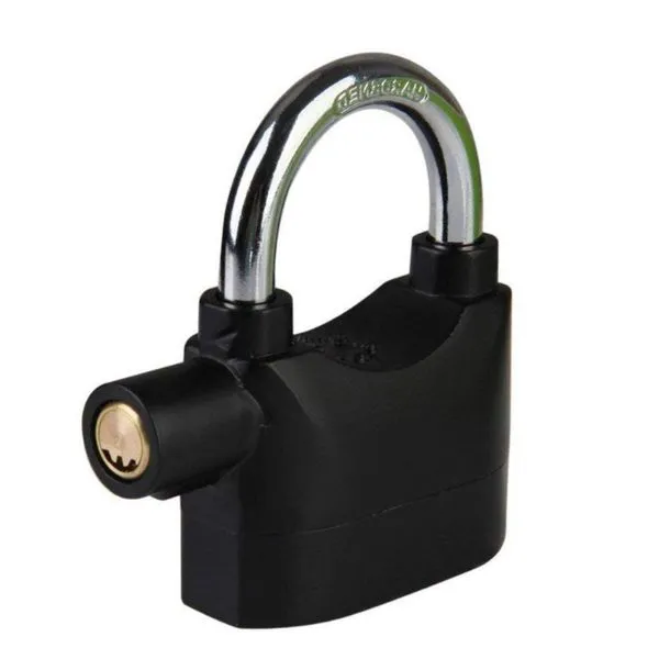 Cadeado Com Alarme Sirene Anti Furto 110dba Som Alto Trava Sonoro Bike Moto Portao A Prova Agua