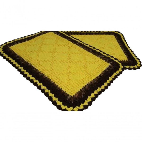 Tapete De Crochê Amarelo Artesanal