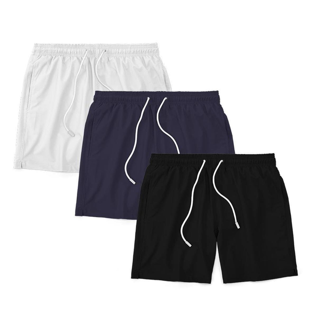 Kit 3 Shorts Masculino Liso Básico Bermuda Tactel