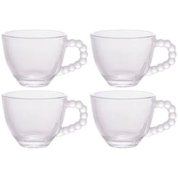 Conjunto com 4 Xícaras para Café Wolff Pearl em Cristal - 80 ml