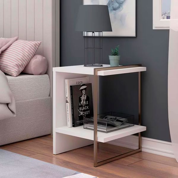 Mesa de Cabeceira e Mesa Lateral Infinity Genialflex Branco