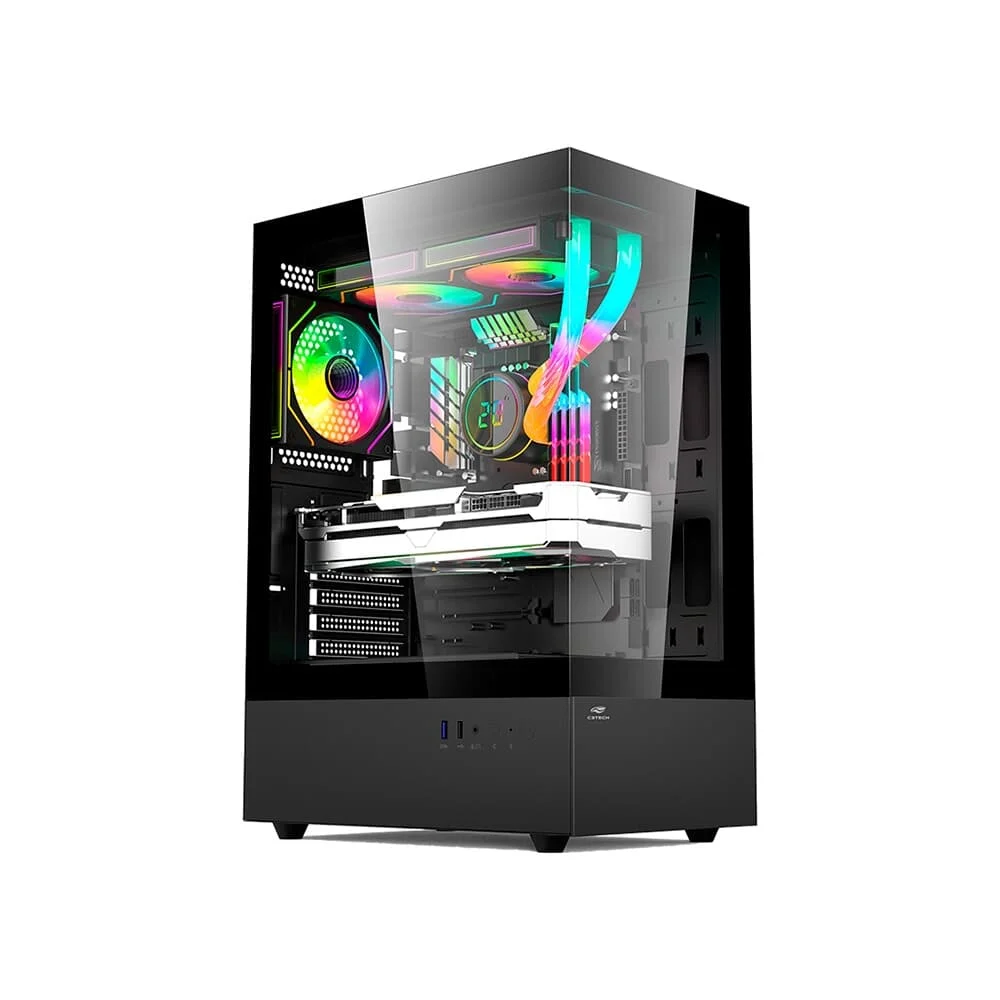 Gabinete Gamer C3Tech Aquarius Mid Tower Vidro Preto MT-G860BK