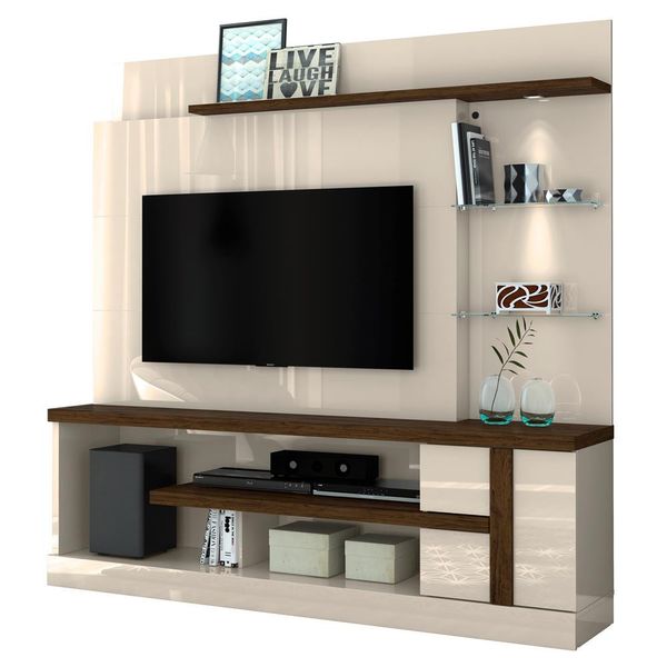 Estante Home Theater Madetec Alan para TV de até 55 Off White com Savana