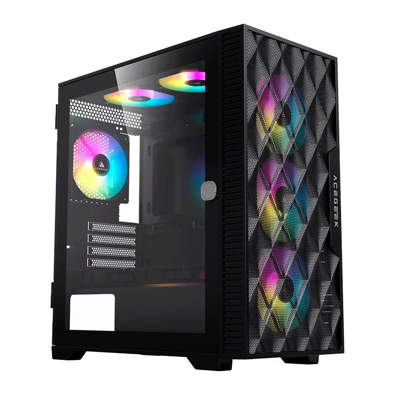 Gabinete Acegeek Darkfate Mini Mesh Mid-Tower Vidro Preto