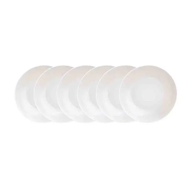 Conjunto com 6 Pratos Fundos Tramontina Leonora em Porcelana 21 cm Branco