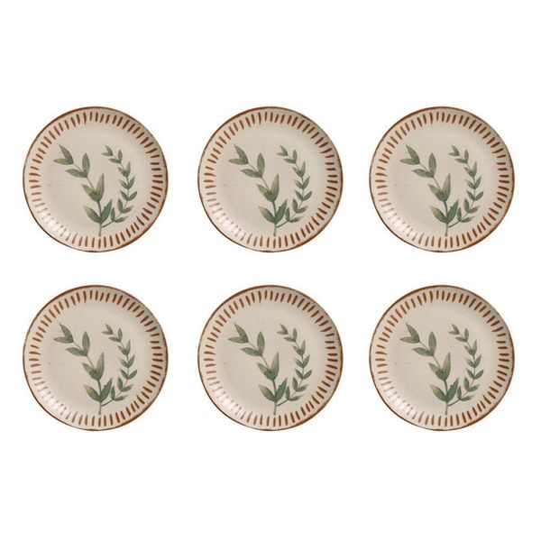 Conjunto de Pratos de Sobremesa Porto Brasil Coup Stone Magari com 6 peças Estampado