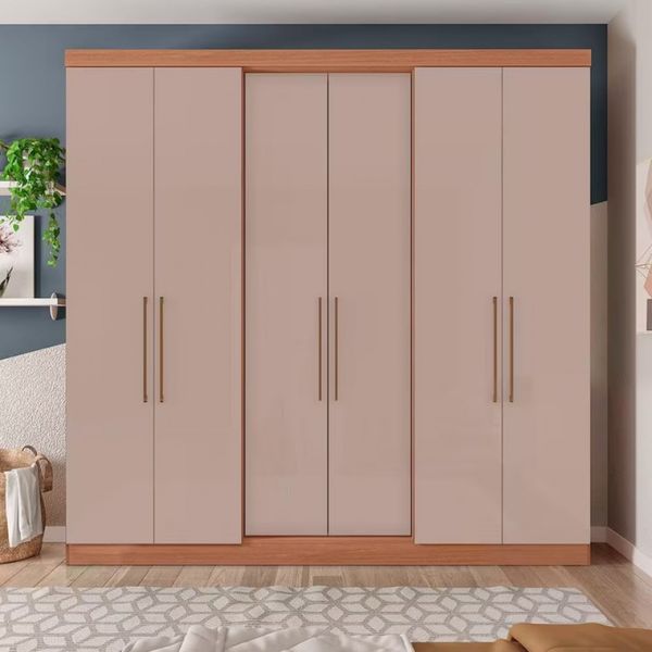 Guarda Roupa Casal Bartira Napoli UP 6 Portas 4 Gavetas 4 Prateleiras Avelã/Cappuccino
