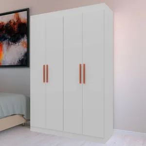 Guarda-Roupa Ville com 4 Portas 2 Gavetas e 2 Prateleiras 134cm de largura Bartira Branco