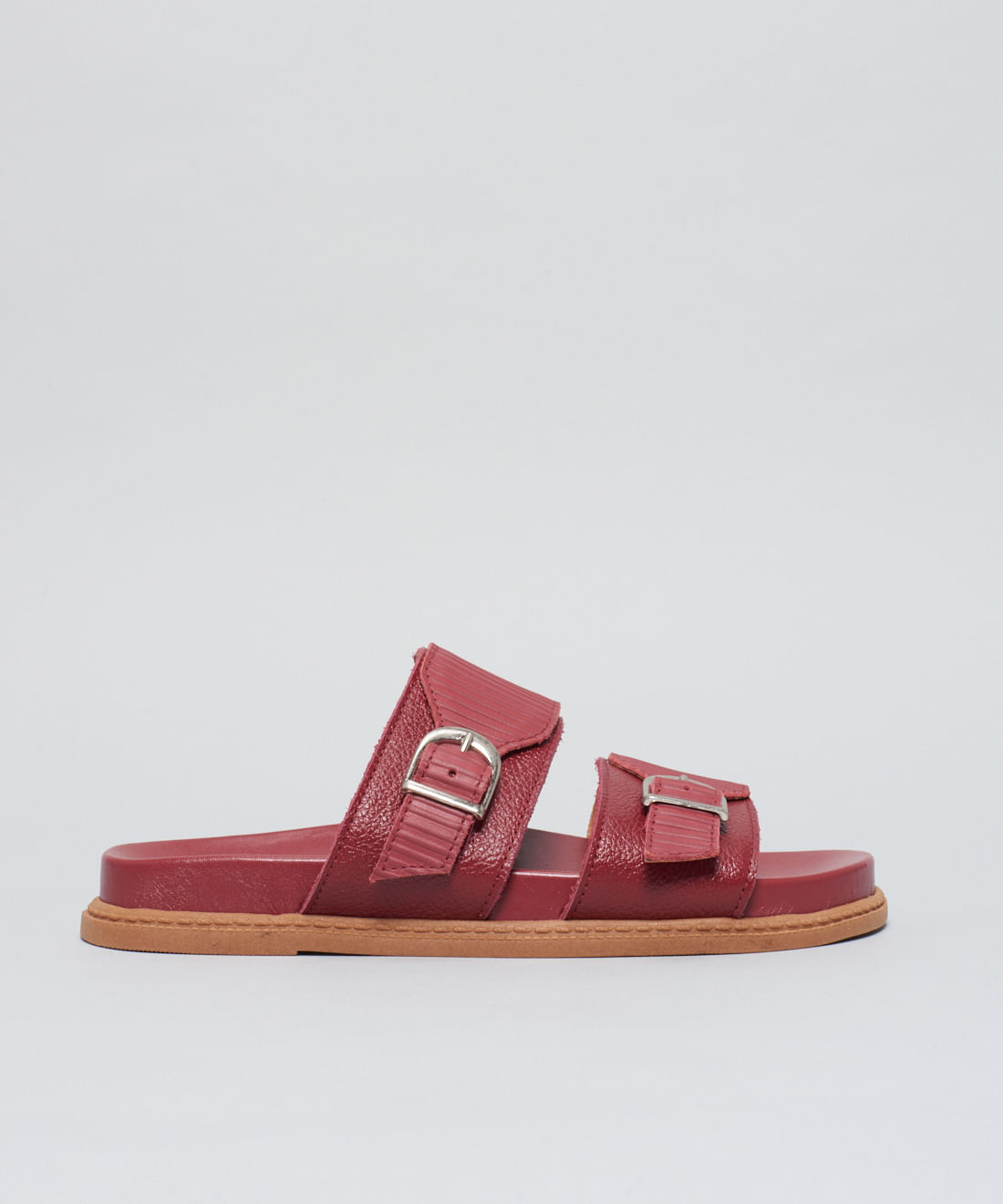 Rasteira Anatomica Couro Cotele - Merlot