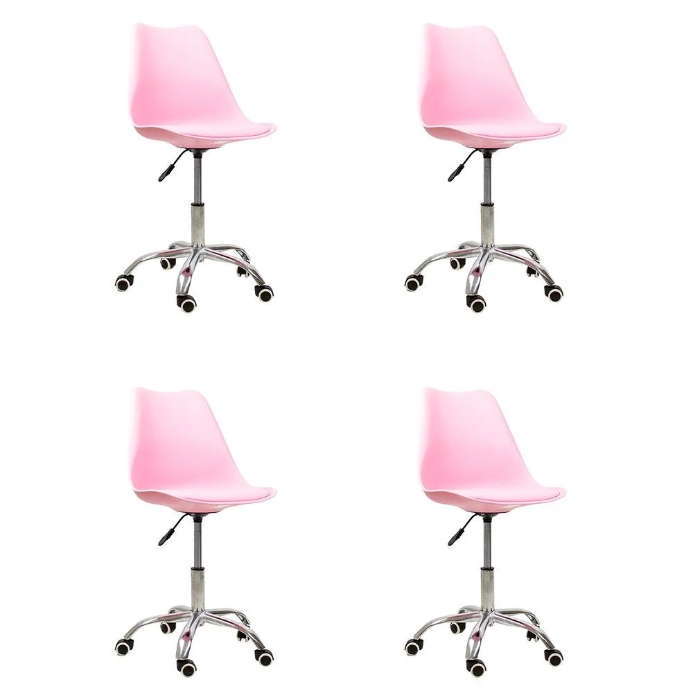 Kit 4 Cadeiras Office Webshop Saarinen Base Cromada Rosa