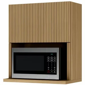 Armário Aéreo Nesher Rainha em MDF 15mm com Nicho para Micro-ondas, 1 Porta e 1 Prateleira - 70cm de largura Nature