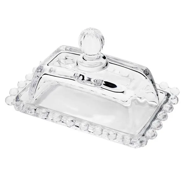 Manteigueira Wolff Pearl em Cristal com Tampa Transparente - 9 x 14 cm Transparente