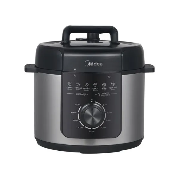 Panela de Pressão Elétrica Mecânica Midea 4L Inox Preta / 220