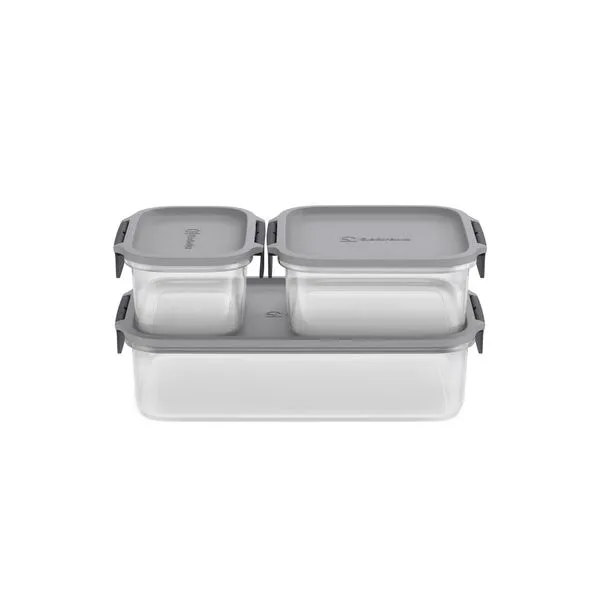 Potes Herméticos de Plástico Electrolux Cinza 3 Unidades Empilháveis Modulares