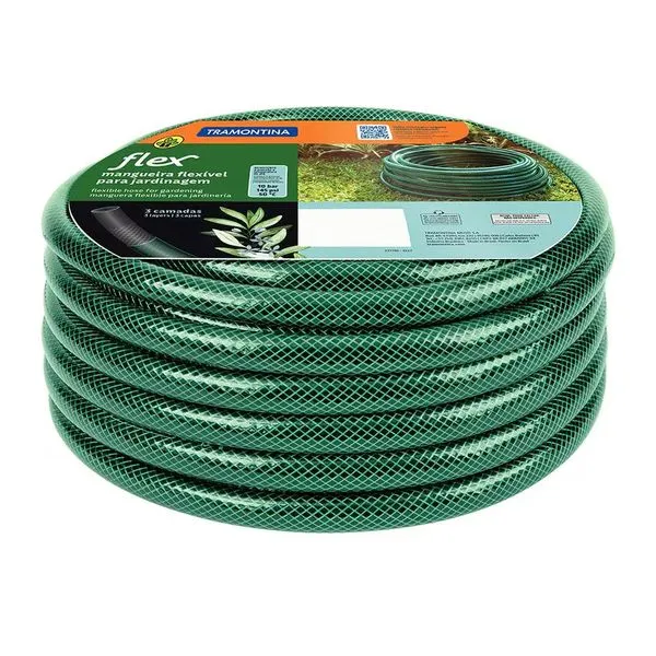 Mangueira Flex em PVC com 3 Camadas Verde 25 Metros Tramontina Verde
