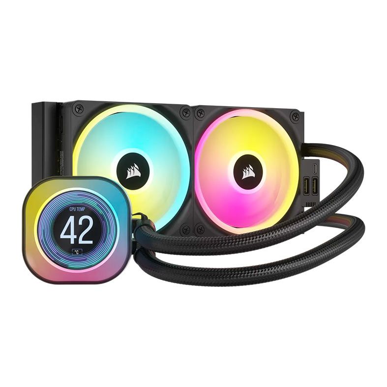 Water Cooler Corsair Icue Link H100i LCD, Display LCD, 240mm, Preto, CW-9061007-WW