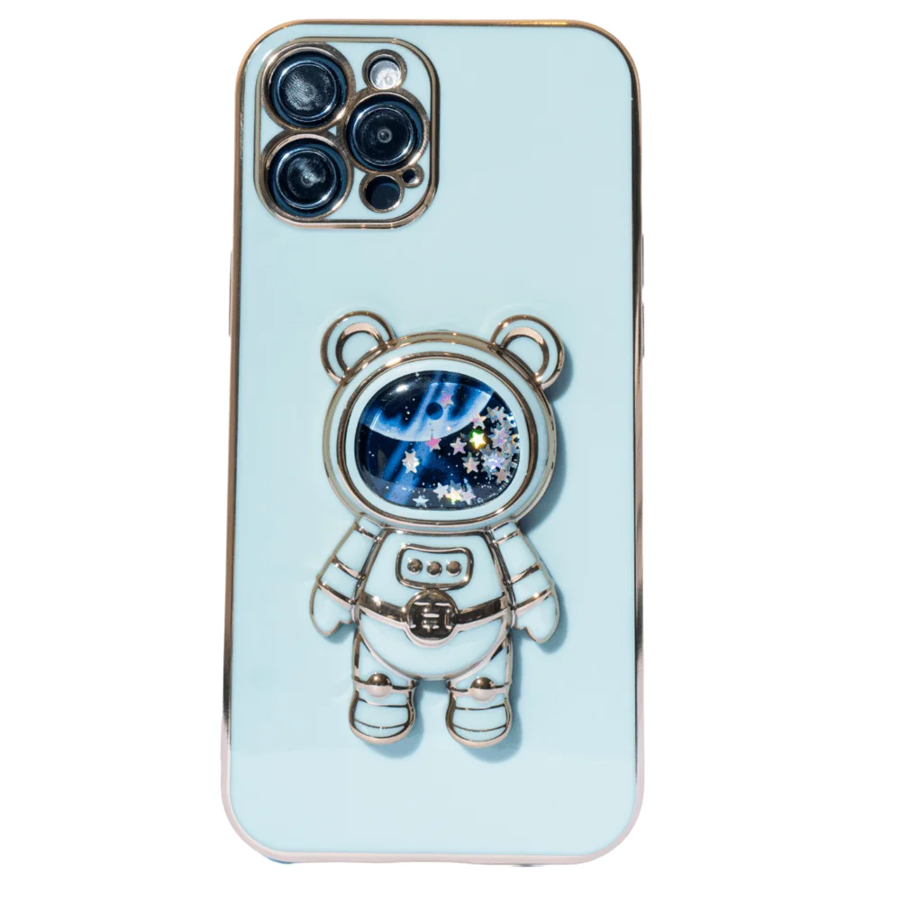 Capa Com Suporte De Astronauta Galvanizado para iPhone 15 Verde