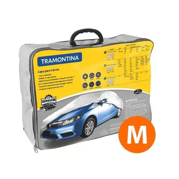 Capa Protetora para Carro Até 4,7m Tamanho m Modelo 43780002 Proteção Completa Contra Intempéries Tramontina Capa Protetora para Carro Até 4,7m Tamanho m 43780002 Proteção Veicular Diária Tramontina
