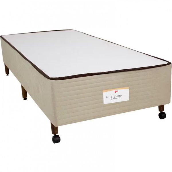Base Box de Solteiro Castor Dome com Revestimento em Tecido Suede 40x88x188cm Bege