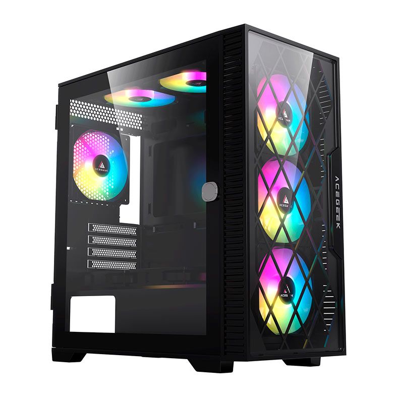 Gabinete Acegeek Darkfate Mini Glass Mid-Tower Vidro Preto