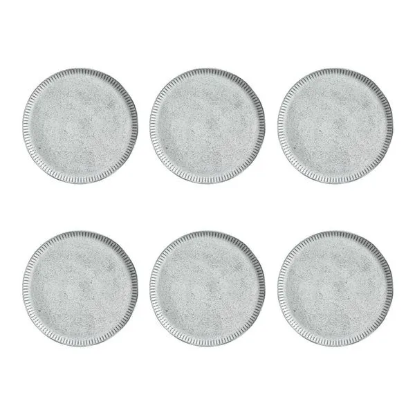 Conjunto de Pratos Rasos Porto Brasil Linhas Echo com 6 Peças Branco