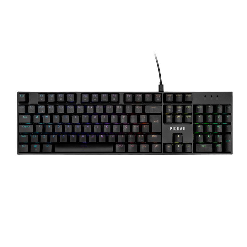 Teclado Mecanico Pichau Aurum V100, RGB, Switch Huano Vermelho, Preto