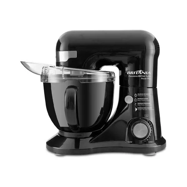 Batedeira Planetária Britânia Power Plus Turbo 700W BBP760P Preta 127V
