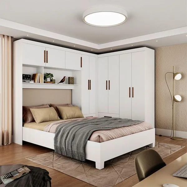 Guarda Roupa Casal Modulado 5 Portas com Cama Hercules
