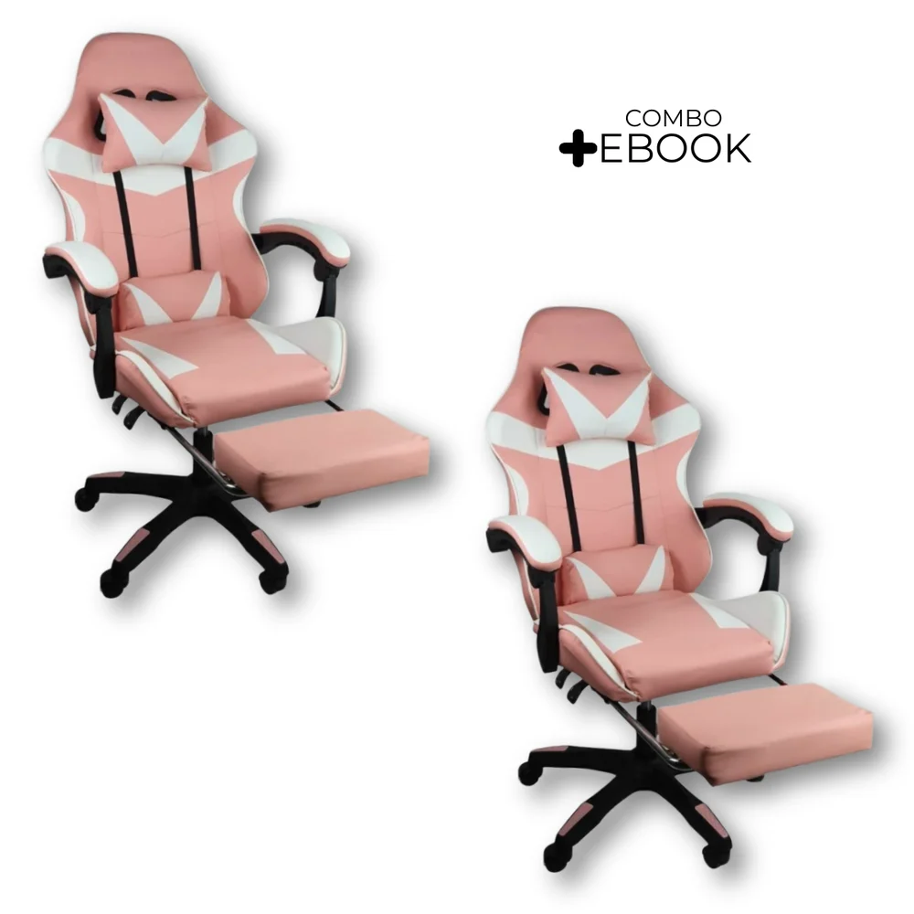 Kit 2 Cadeiras Gamer Stillus Rosa