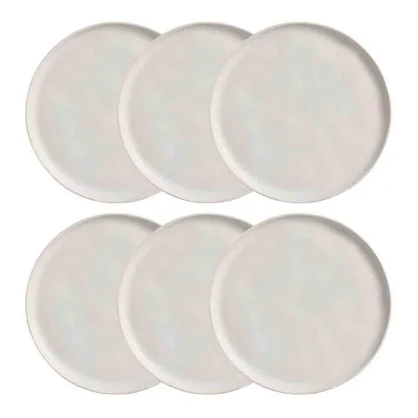 Conjunto com 6 Pratos Rasos Porto Brasil Bio Vit em Stoneware 27,5 cm Cinza